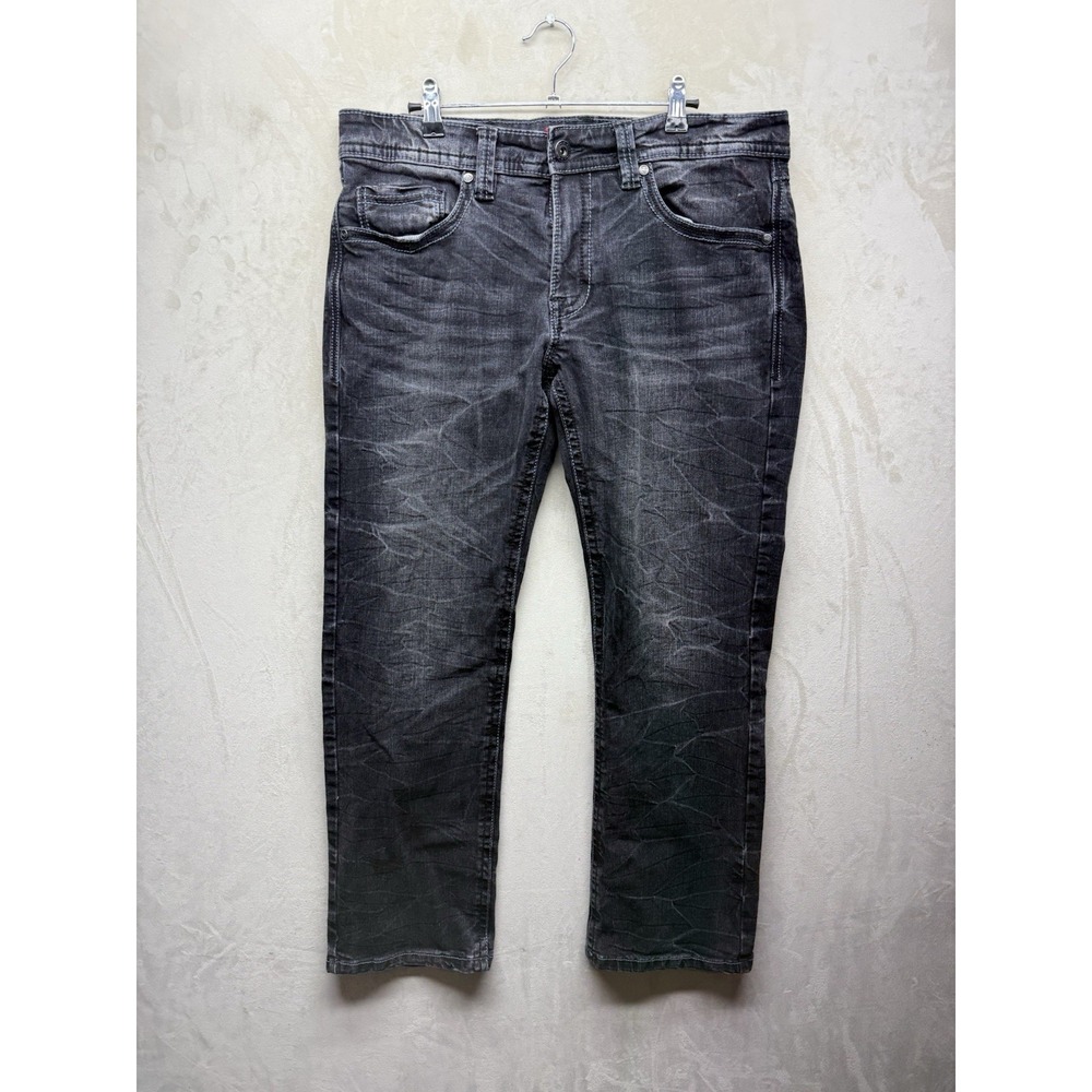 Axe & Crown Jeans Mens 33x30 Black Slim Fit Straight Denim Western Embroidered